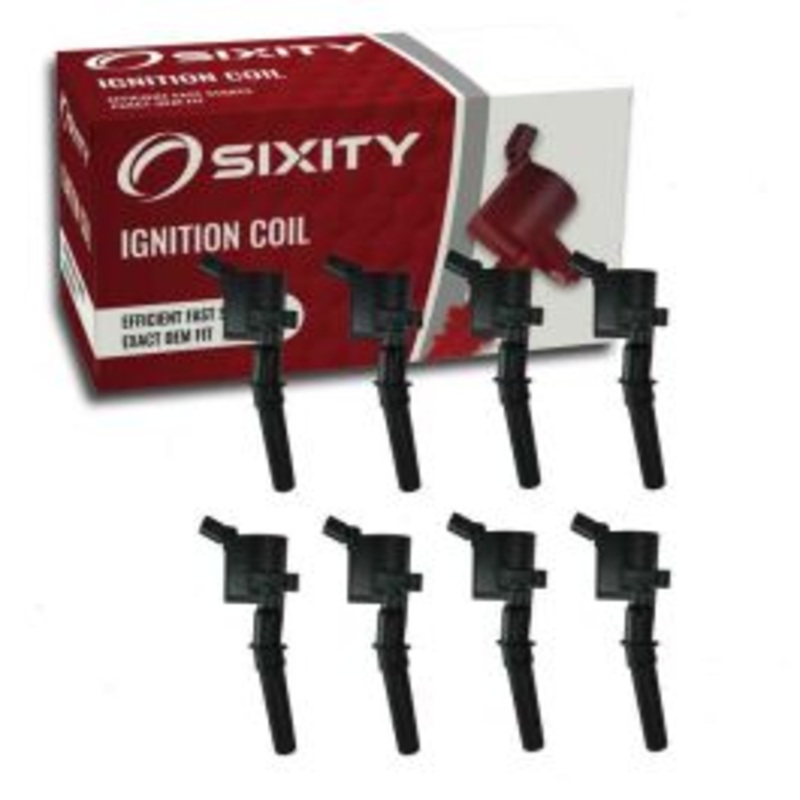 8 pc Sixity Ignition Coils for 1998-2011 Ford Crown Victoria 4.6L V8 - Curved Boot Coil Pack
