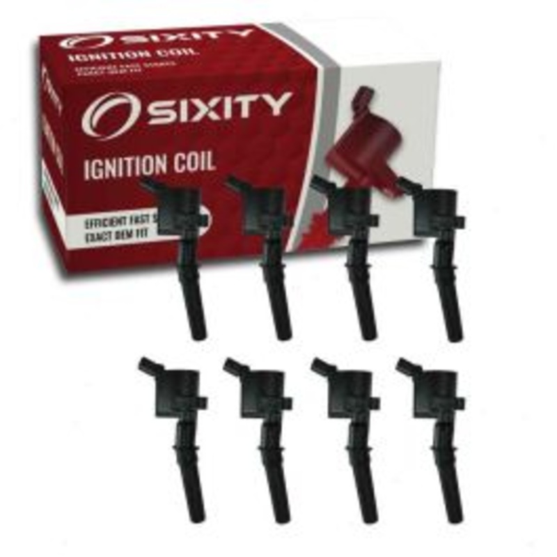 8 pc Sixity Ignition Coils for 1997-2002 Ford E-150 Econoline Club Wagon 4.6L 5.4L V8 - Curved Boot Coil Pack